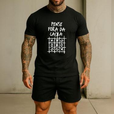 Imagem de Camiseta Masculina Ref 245 Pense Fora Da Caixa Jogo Velha Camisa Algod