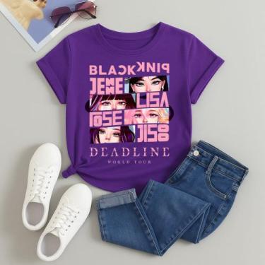 Imagem de Camiseta 100% Algodão Estampada Blackpink Quadrinhos 613 Look Estiloso