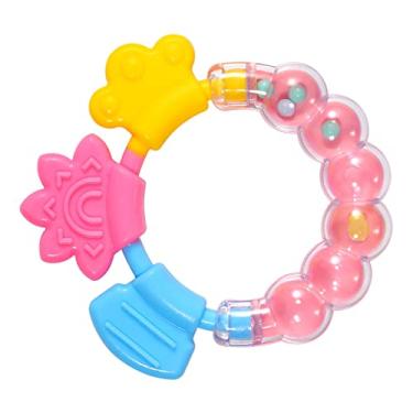 Imagem de aqxreight Chocalho de bebê Mordedor Goma Multifuncional Resistente à Mordida Silicone Chocalho de bebê Mastigar Brinquedo para Bebês Mascar Rosa Mordedor de Período de Ajuda Bebês na Dentição de Silicone o (Rosa)