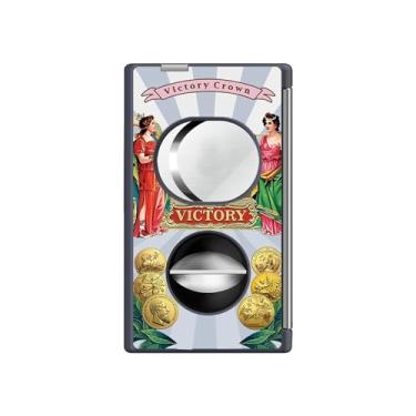 Imagem de JDIME Tesoura de charuto multifuncional cinco em um corte plano em forma de V suporte de perfurador caixa de presente de metal puro capa de couro montada (A)