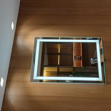 Imagem de Espelho Decorativo de Luxo 80x100cm | LED Frio 6000K | Touch Screen | Jateado | Banheiro, Sala, Quarto,Camarim