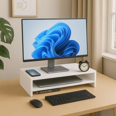 Imagem de Suporte Para Monitor E Notebook Madeira Mdf Preto Ergonômico