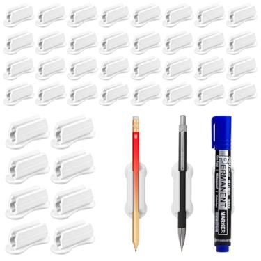 Imagem de VZZNN Porta-lápis adesivos para mesa, 40 peças, suporte de lápis de silicone para mesa, suporte de marcador, suporte de caneta adesivo para anexo de prancheta de sala de aula, para acessórios de