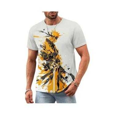 Imagem de Camiseta Oversized Masculina Naruto Anime Japonês Estampa 3D Casual Ma