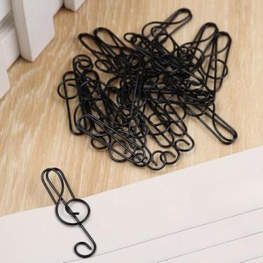 Imagem de 20 peças/conjunto criativo design musical nota clipe de papel escola escritório cadernos documentos clipe de metal fixo clipe organizador de papel, preto, 4 cm