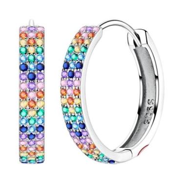 Imagem de Brincos De Argola Grandes Em Prata Esterlina 925 Com Zircônia Para Mul