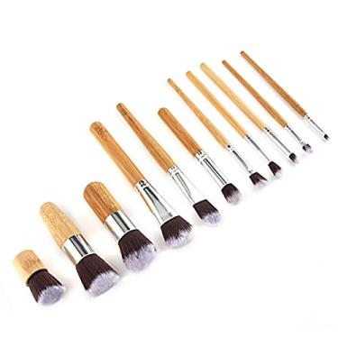 Imagem de Semme Conjunto de Pincéis de Maquiagem Profissional, 11 Peças, Cabo de Bambu Macio, Pincéis Cosméticos para Beleza Diária e Viagens, Ferramentas Essenciais de Beleza