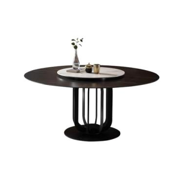 Imagem de Mesa de jantar redonda de ardósia mesa de jantar para casa com toca-discos moderna casa nórdica giratória grande mesa de jantar redonda moderna mesa de cozinha