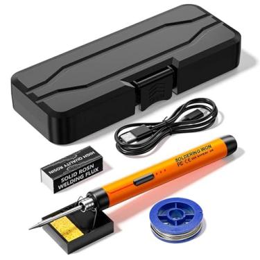 Imagem de Ferro de Solda Elétrico Inteligente Portátil USB Caneta Multifuncional com Ajuste Temperatura 300-450 Bateria Recarregável 800mAh Carregamento Type-C Pontas Substituíveis para Reparo Manutenção Placas