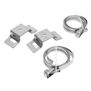 Imagem de Pongnas Kit de suporte de placa de rua ajustável para postes maiores, suportes de montagem de postes de aço inoxidável com grampos de 5 a 38 cm para câmeras de segurança, luzes solares de água