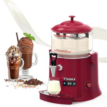 Imagem de Vtsmax Dispensador de bebidas quentes para máquina de chocolate quente comercial de 5 litros, controle inteligente de temperatura de 30 a 90 °C, para chocolate, cacau, leite, café, suco, vermelho
