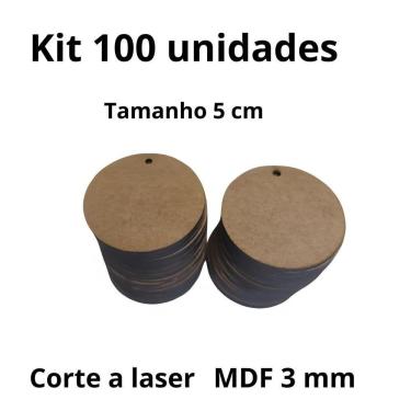 Imagem de Kit Com 100 Bolachas 5 Cm Com 1 Furo Mdf Crú Círculo Aplique
