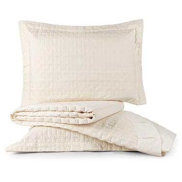 Imagem de Cobre Leito Colcha Padrão Milano 3 Peças Palha - 100% Poliéster