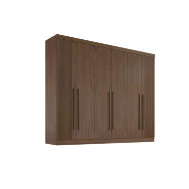 Imagem de Roupeiro 6 Portas Ripado 6 Gavetas Sem Pés Da Vinci Plus - D' Doro Castanho-ripado