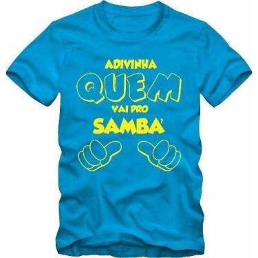 Imagem de Camiseta Masculina Estampa Quem Vai Pro Samba Pagode Algodão Manga Cur