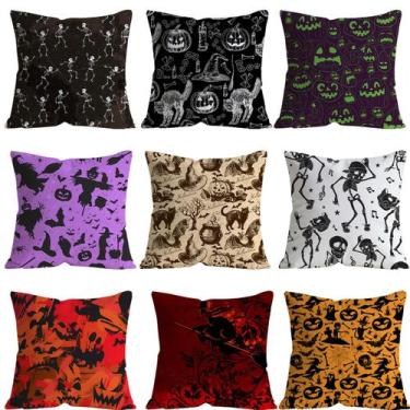 Imagem de Conjunto de fronhas Vintage Halloween Skeletons Pumpkins x9 - yiweisai