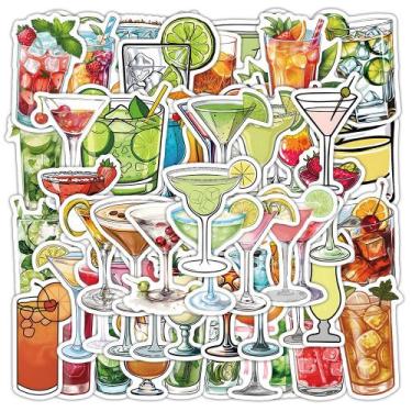 Imagem de Conjunto de adesivos Cocktail, 50 peças de vinil impermeável Creative 