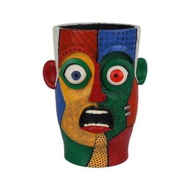 Imagem de Plantador em forma de rosto surpreso de resina abstrata Flowerpot 842g