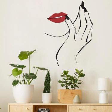 Imagem de Adesivos de parede com lábios vermelhos abstratos em PVC 38x40cm para 