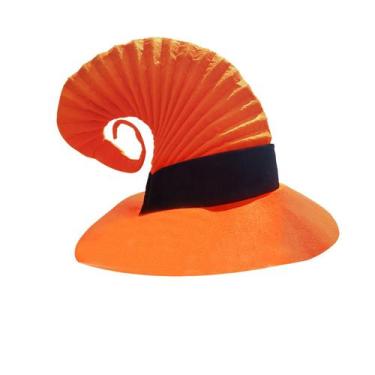 Imagem de Chapéu de bruxa, lã laranja/feltro, chapéu de cosplay de Halloween, 45