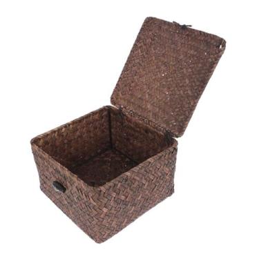 Imagem de Cesta de armazenamento tecida STOBAZA Natural Seagrass com tampa