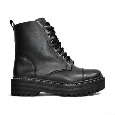 Imagem de Coturno Godiva Sola Grossa Cadarços Feminino Preto - 006500, Preto, 37