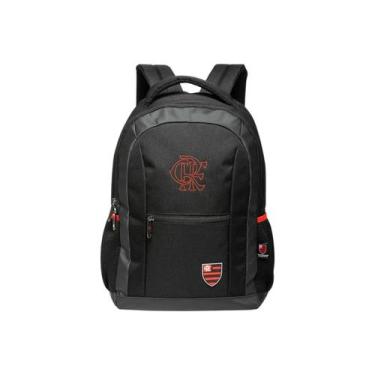 Imagem de Mochila Costas Flamengo Escudo Futebol Nação Escolar Passeio Cor:Preto