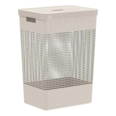 Imagem de Cesto Organizador de Roupa Suja Grande Plástico Com Tampa e Alça Moder