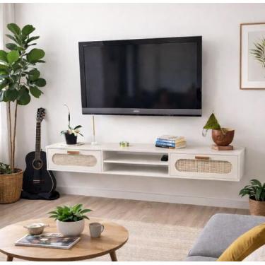 Imagem de Rack Santorini Suspenso 1,80m Estilo Classico Rustica com 2 Gavetas pa