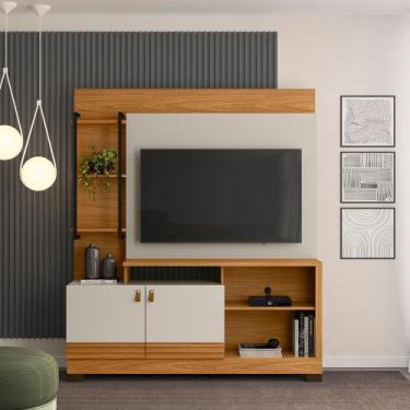 Imagem de Home Decorativo Jatiuca MDP/MDF Ripado TV Até 50 Polegadas Nature/Off 
