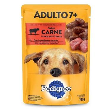 Imagem de Ração Úmida para Cachorro Pedigree Adulto 7+ Anos Sachê Carne 100g - E