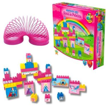 Imagem de Blocos de Montar Infantil Menina 48 Peças + Mola Maluca Brinquedo - GG