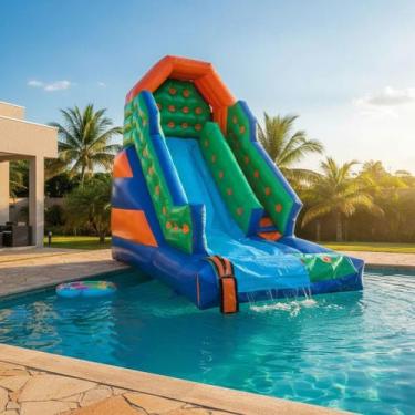 Imagem de Tobogã Premium Inflável Slide Com Parede Removível Motor 750w - Maring