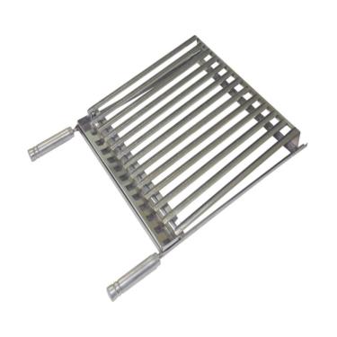 Imagem de Grelha Parrilha Argentina Aço Inox com Caixa de Gordura 50x50cm para Churrasco Inox Metalmig