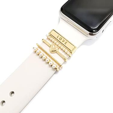 Imagem de 5 peças de argolas decorativas para Apple Watch iWatch Ultra Series 8 7 6 5 4 pingentes, acessórios de pingentes de diamante de metal para Galaxy Watch 5 4 para Amazfit Bip U Pro GTS Series 2 3 4, Estilo 4