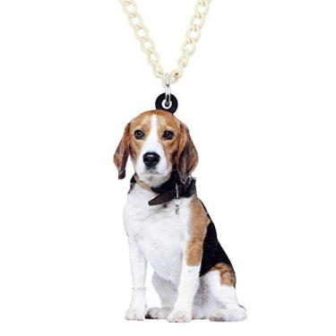 Imagem de NEWEI Colar de acrílico de cachorro doce de pug colar com pingente de corrente Fashion Animal Ornamentos de animais joia para mulheres menina presente charme Branco