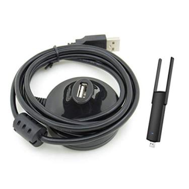 Imagem de PZV Cabo adaptador de extensão USB WiFi com pedestal - base vertical de mesa cabo de extensão base USB 2.0 base base suporte para adaptador USB WiFi, adaptador de rede sem fio, antena
