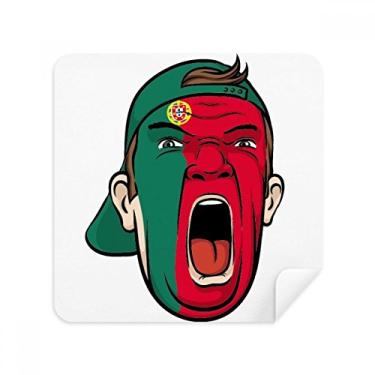 Imagem de Bandeira de Portugal Máscara Facial Cabeça Gritando Óculos Pano Limpador de Tela Tecido Camurça Pacote com 2
