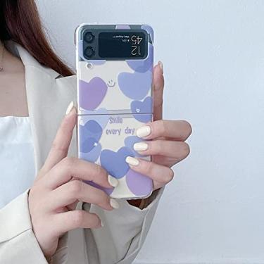Imagem de Para Samsung Galaxy ZFlip3 Bonito desenho animado dobrado Love Heart Smiley Case para Samsung Galaxy Z Flip 3 ZFlip 3 Z Flip3 Capa de TPU macia, PurpleAX, para Samsung Z Flip 3