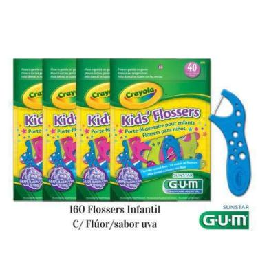 Imagem de Fio Dental Infantil com cabo - Flosser Crayola - 160 unidades