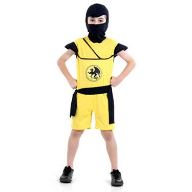 Imagem de Fantasia Ninja Amarelo Curto Infantil 910511-p Sulamericana Fantasias Amarelo/preto P 3/4 Anos