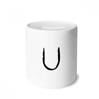 Imagem de DIYthinker Caixa de moedas de cerâmica com silhueta preta de Upsilon do alfabeto grego, presente de cofrinho