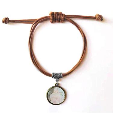 Imagem de DIYthinker Pulseira de couro com pássaro estilo chinês aquarela pulseira de couro corda marrom joia presente