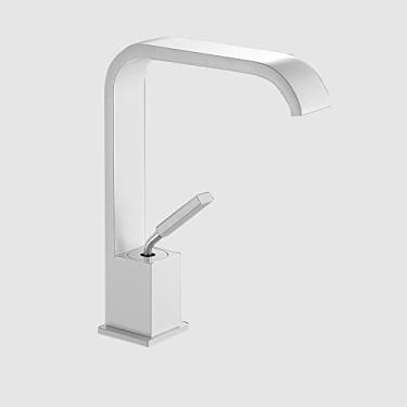 Imagem de Torneira preta do banheiro estilo cachoeira torneira misturadora de água de latão torneira misturadora de pia vaidade montagem no convés, tipo D