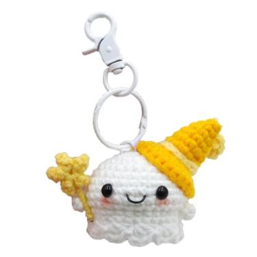 Imagem de Specter Chaveiros Bolsa Pingente Bonito Formato Espectro Mochila Pingente Bonecas Chaveiros Material de Liga para Casal Meninas Adolescentes Tricô, Amarelo