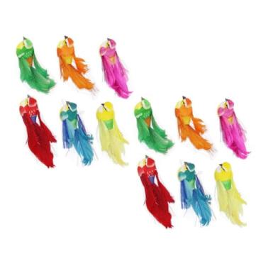 Imagem de Holibanna 12 Unidades pássaro de simulação pega figura de papagaio ornamento decoração pássaro artificial pássaros emplumados com clipe ar livre pássaro falso animal Modelo pássaro de