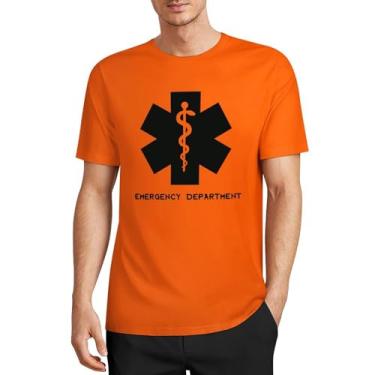 Imagem de Camiseta masculina CHAIKEN&Capon Emergency Room, com inspiração ER, 5GG, masculina, gola redonda, manga curta, algodão, Laranja médio, G