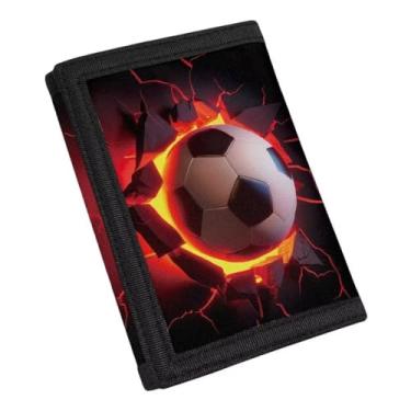 Imagem de Coldinair Carteira de lona com estampa moderna para adolescentes, crianças, meninos, meninas, carteiras finas com três dobras RFID para viagens e escola, Futebol de bombeiro, One Size, Compacto