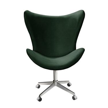 Imagem de Poltrona Alice Lisa Cadeira Egg Slim Pé Giratório com Rodinhas Recepção, Escritório Verde