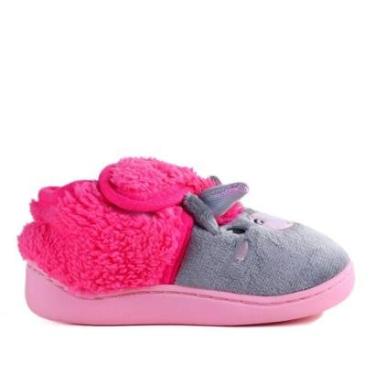 Imagem de Pantufa Infantil Europa Unicórnio1027. Cinza/Rosa-Feminino